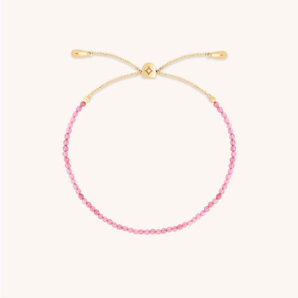 Tourmaline October Beaded Bracelet in Solid Gold