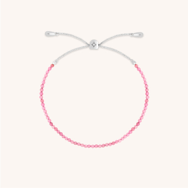 Tourmaline October Beaded Bracelet in Solid White Gold
