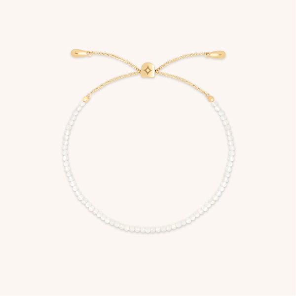Moonstone June Beaded Birthstone Bracelet in Solid Gold
