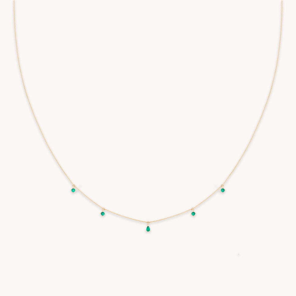 Emerald Charm Necklace in Solid Gold