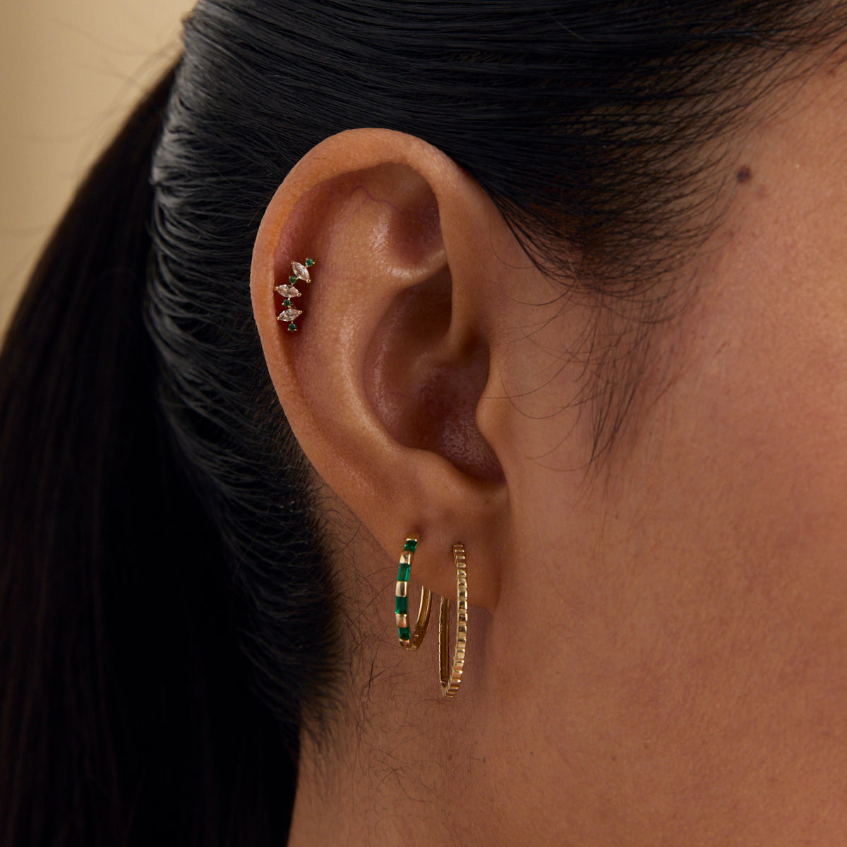Ridged Hoops in Solid Gold