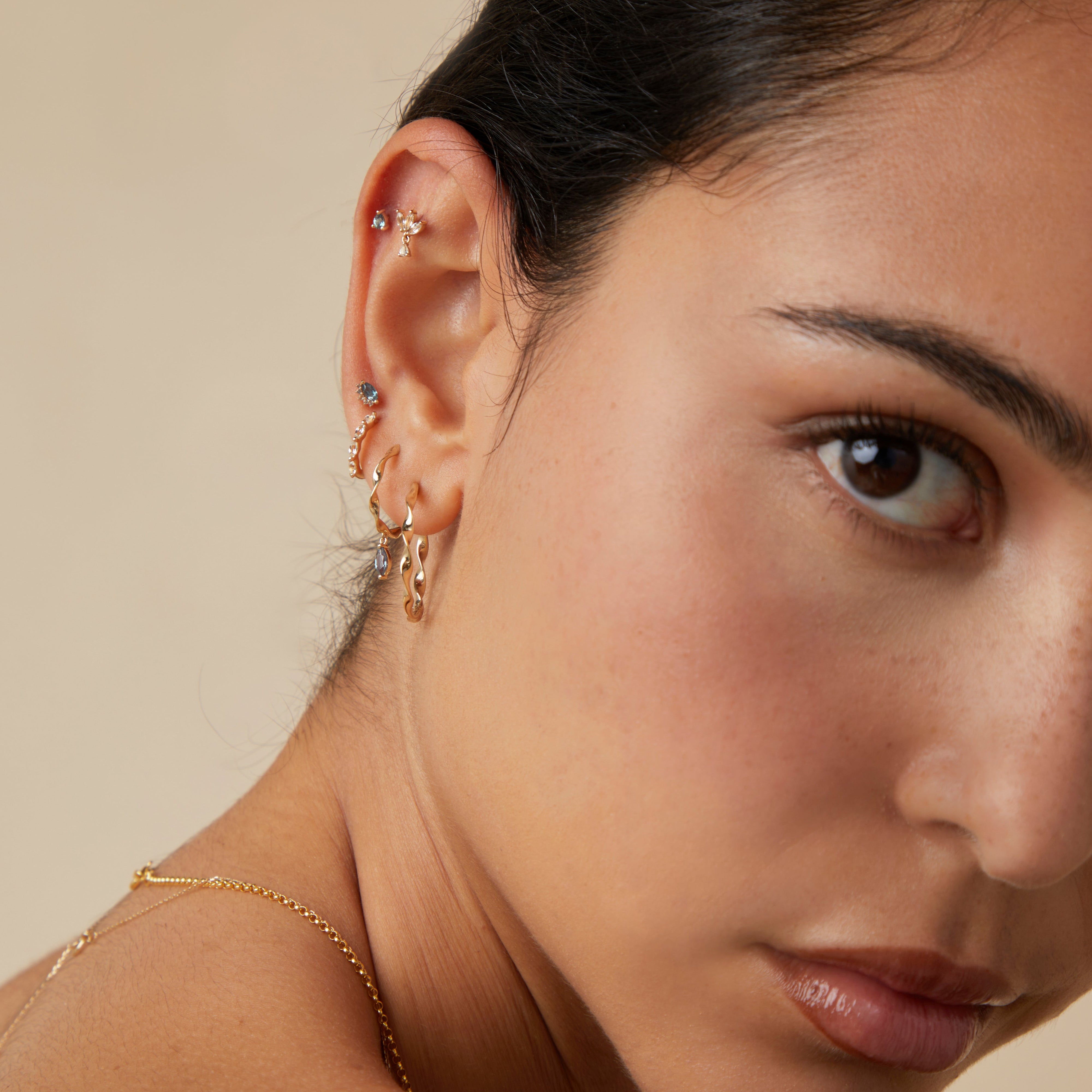 Evil Eye Alexandrite Piercing Stud in Solid Gold