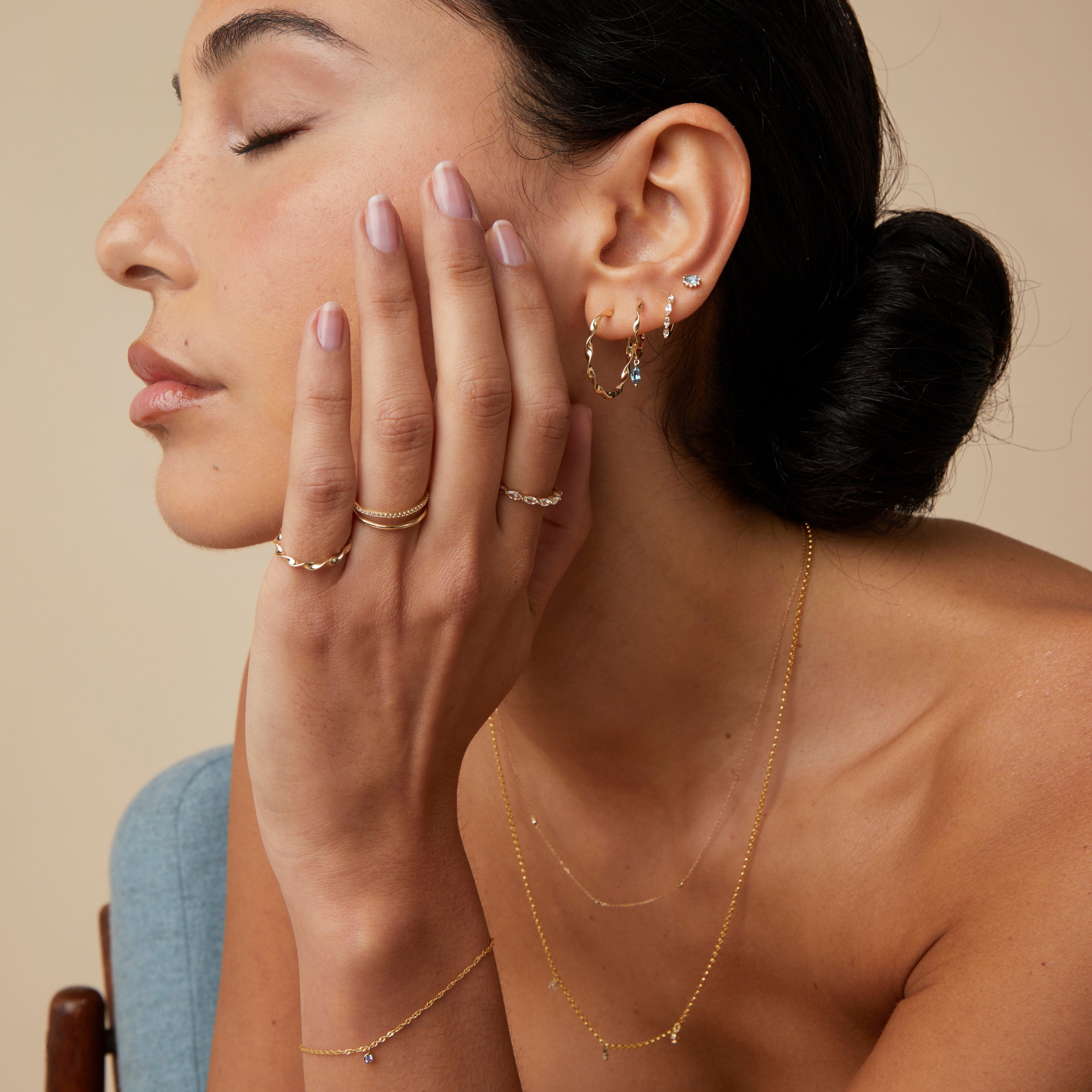 Evil Eye Alexandrite Piercing Stud in Solid Gold