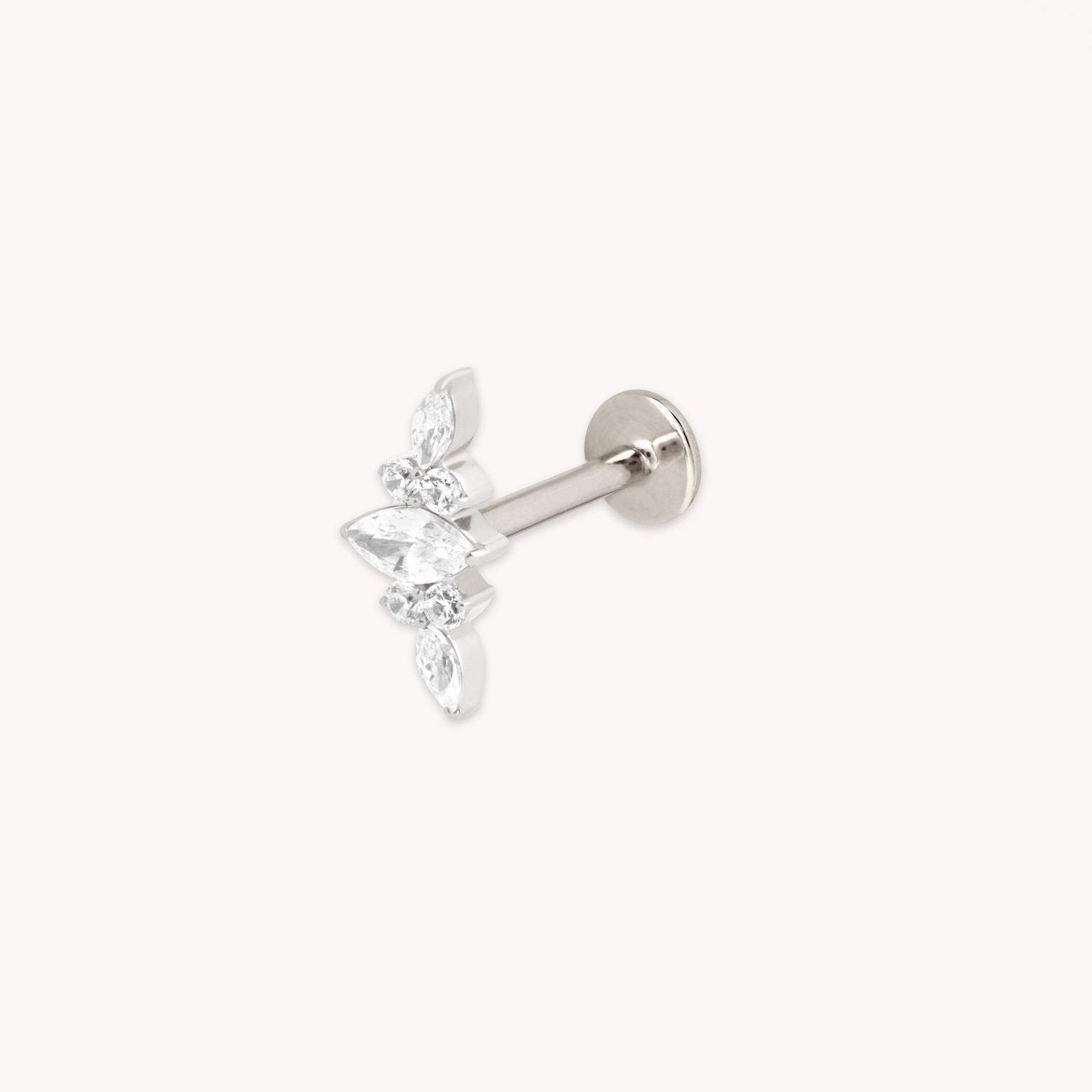Crystal Marquise Cluster Titanium Piercing Stud in Platinum