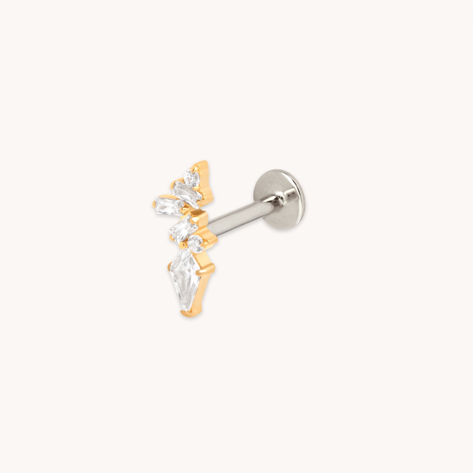 Crystal Cluster Titanium Piercing Stud in Gold