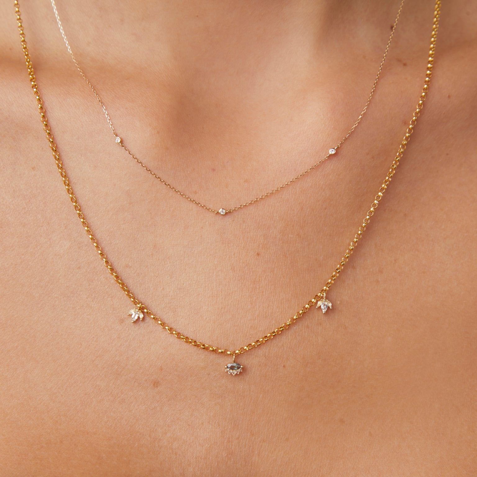 White Topaz Marquise Charm in 9k White Gold