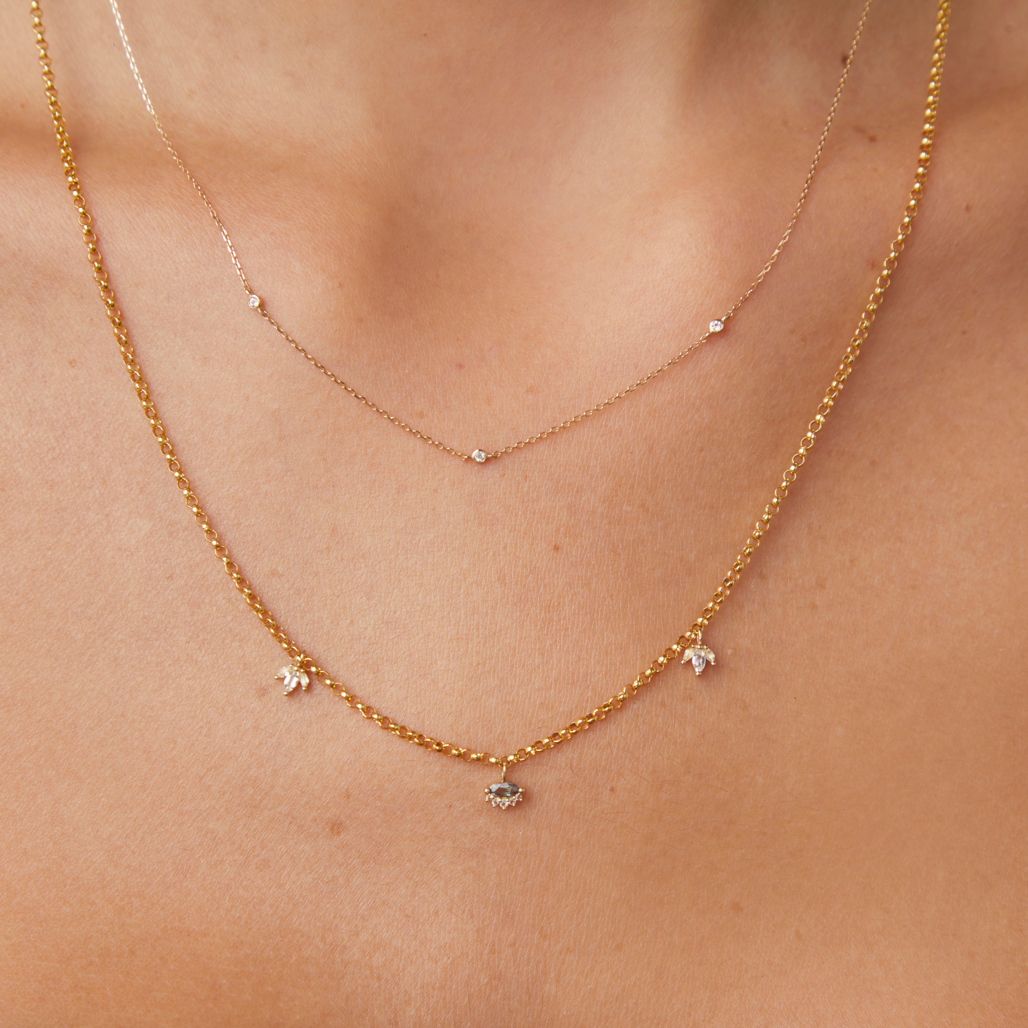 White Topaz Marquise Charm in 9k White Gold