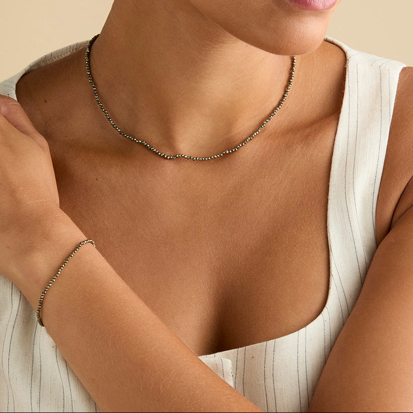 Ironstone Gemstone Necklace in 9k White Gold