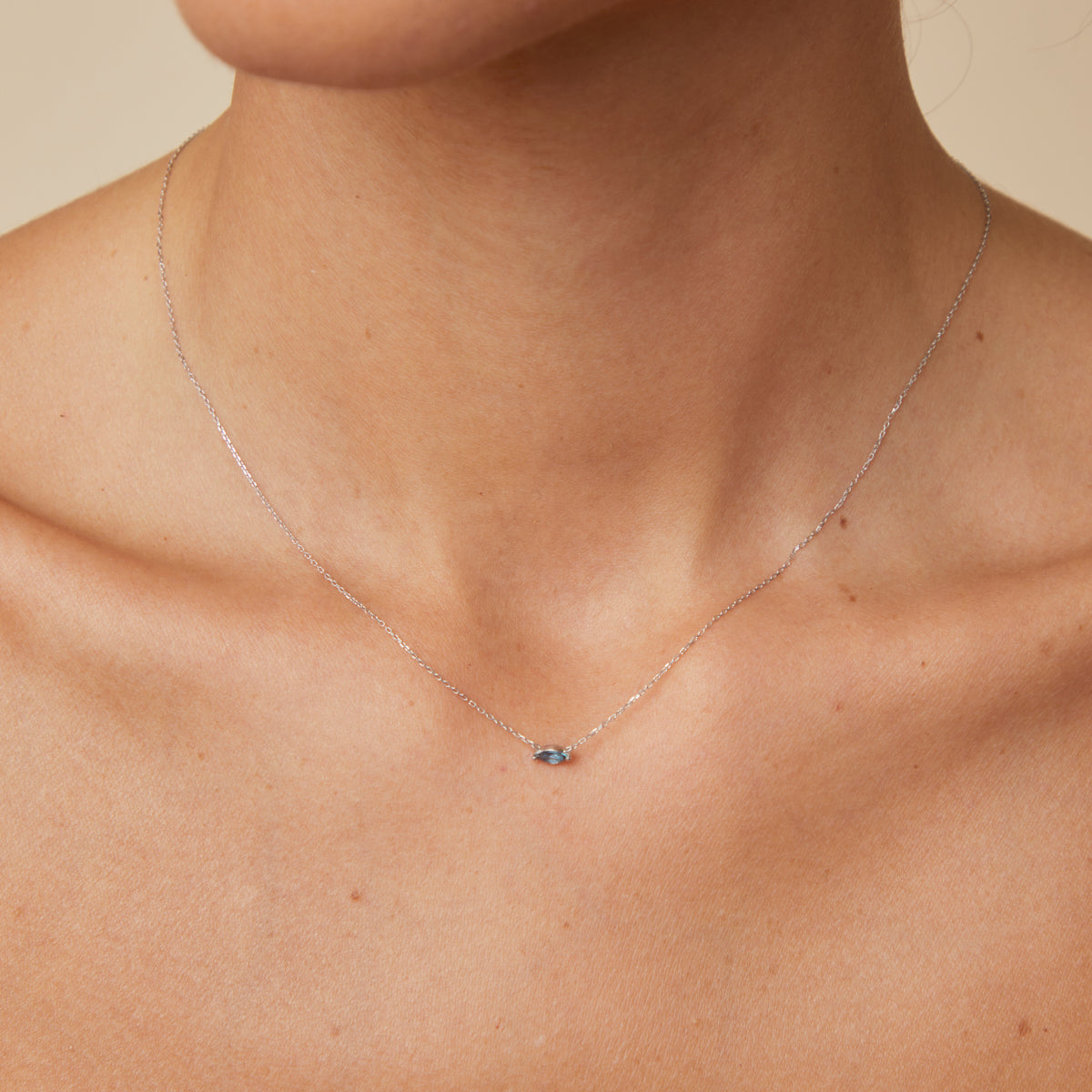 Alexandrite Marquise Necklace in Solid White Gold