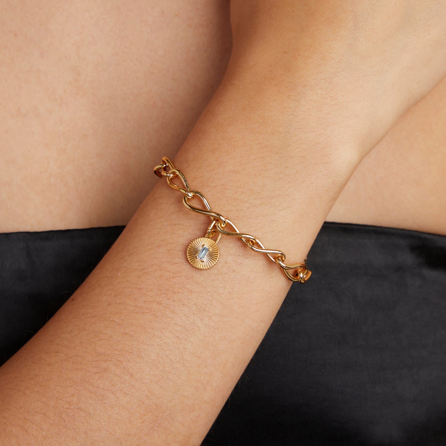 Blue Topaz Clip Charm in Gold