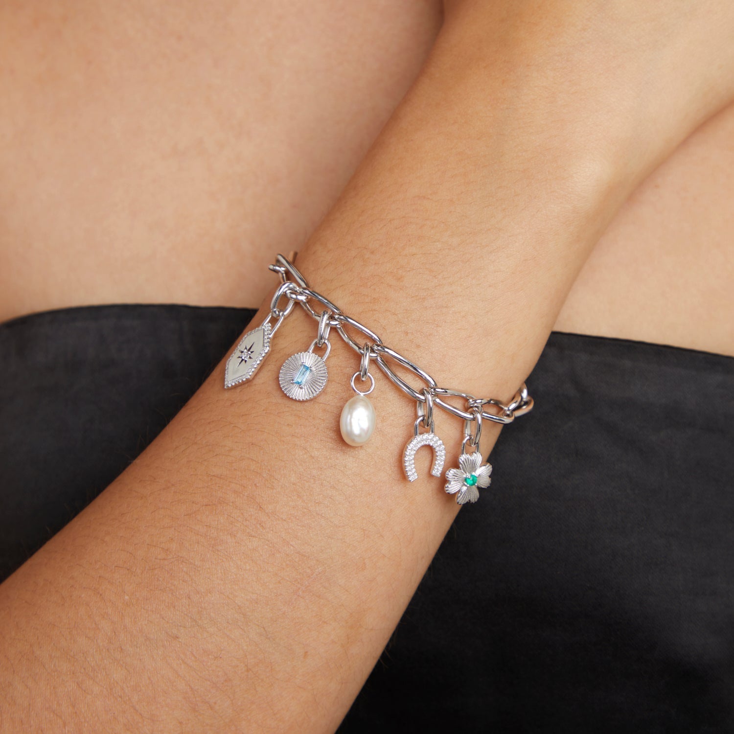 Clover Clip Charm in Silver