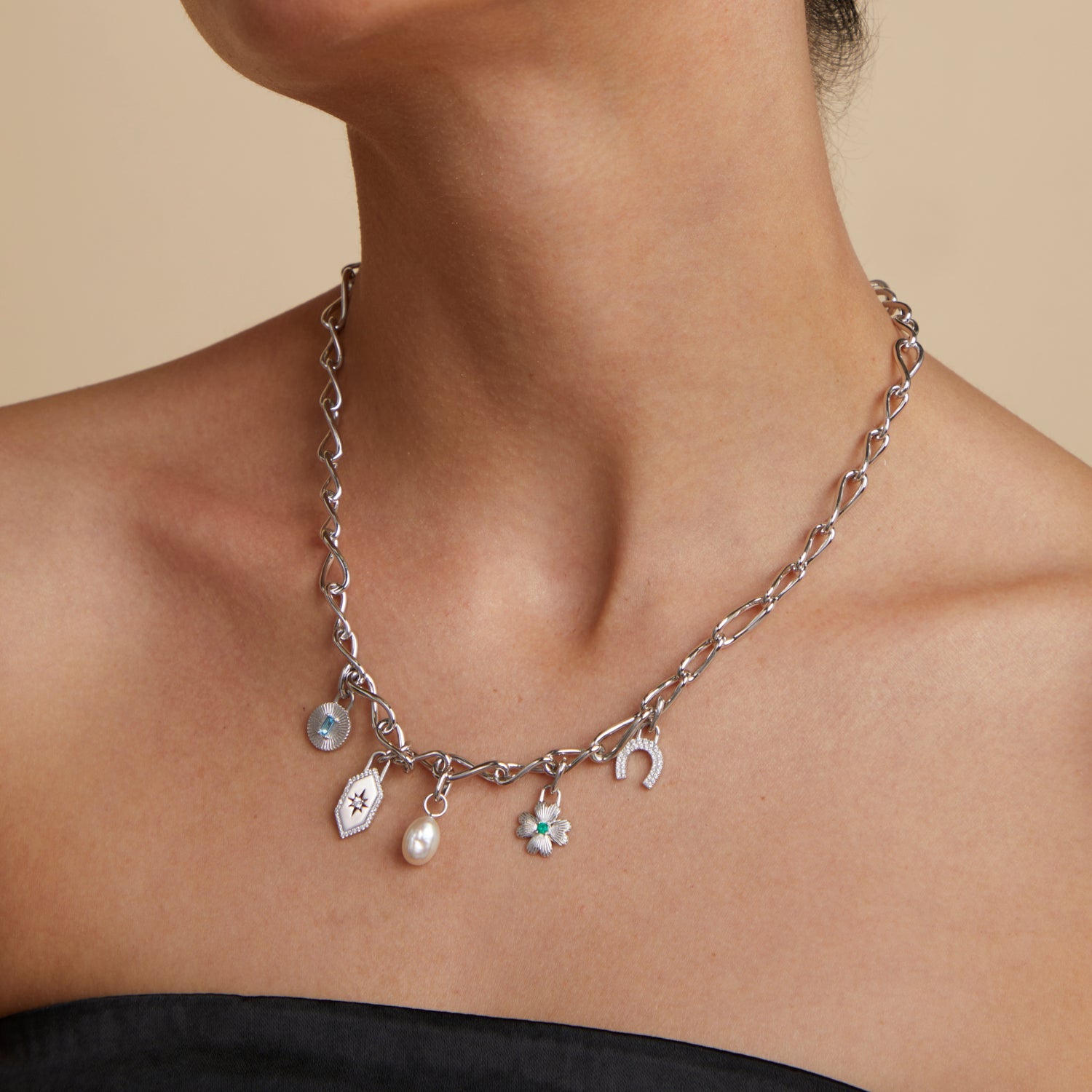 Clover Clip Charm in Silver