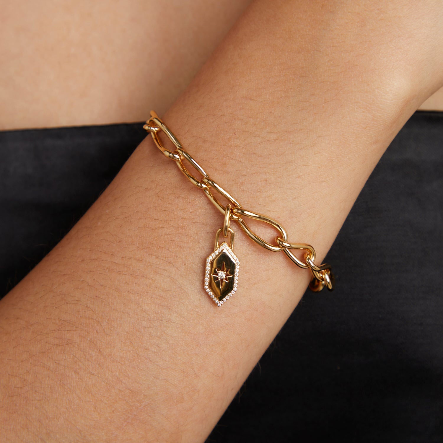 Shield Clip Charm in Gold