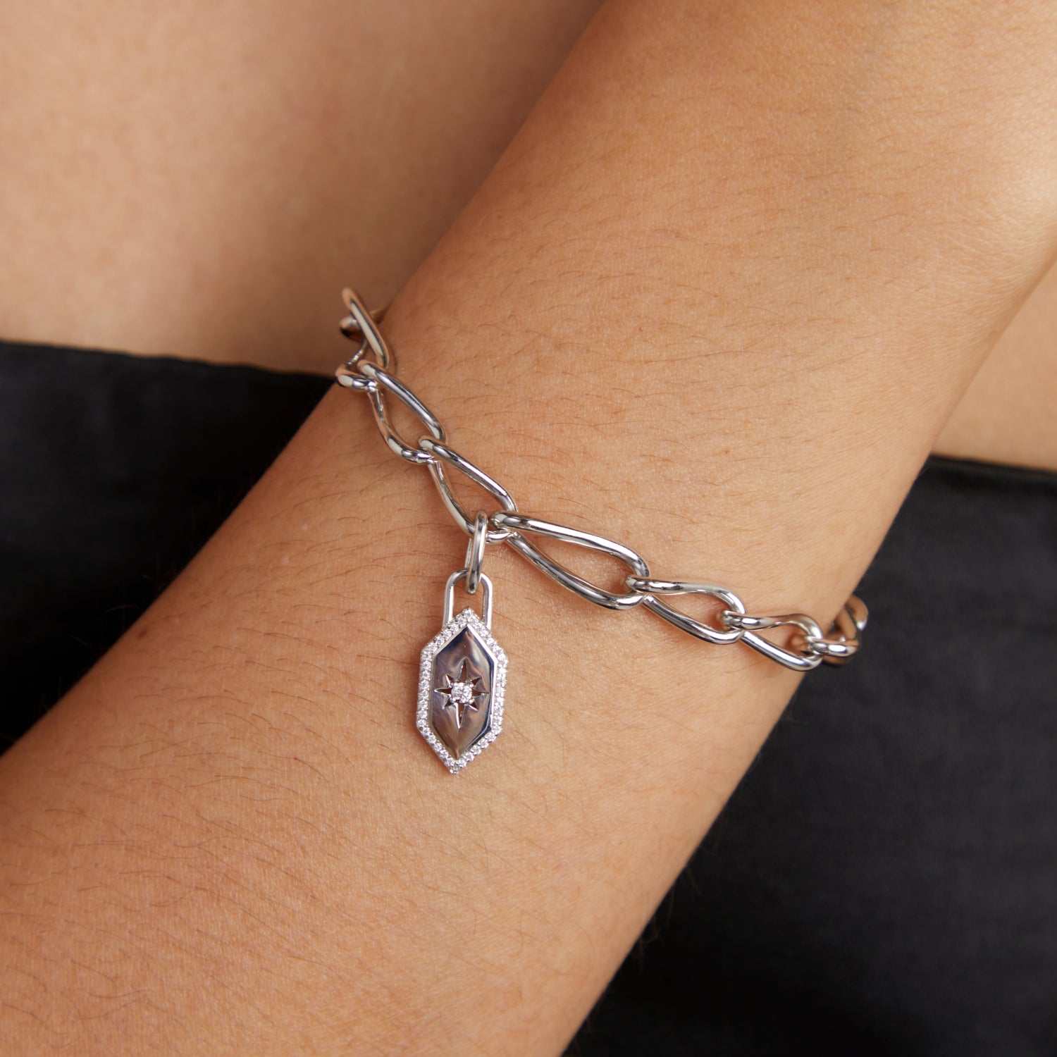 Shield Clip Charm in Silver