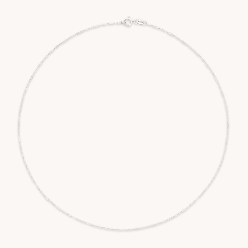 Astrid Story Chain Necklace in Solid White Gold
