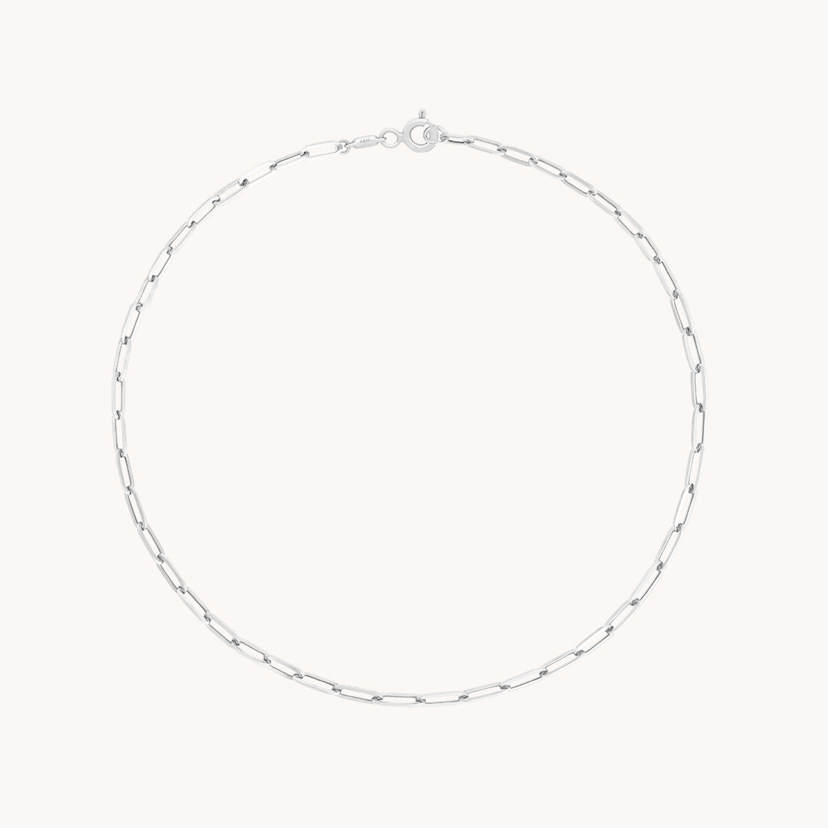 Piccadilly Chain Anklet in Solid White Gold