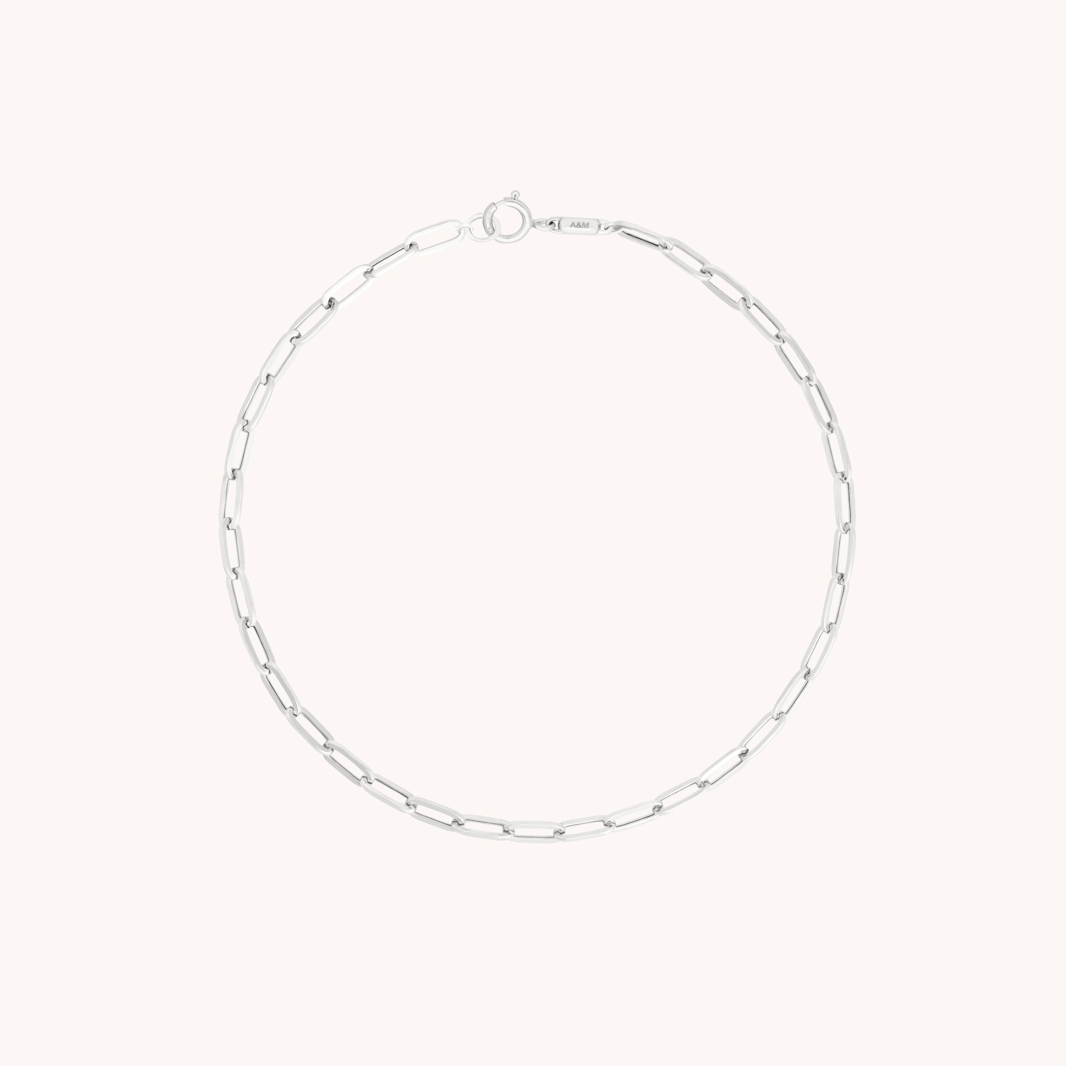 Piccadilly Chain Bracelet in Solid White Gold