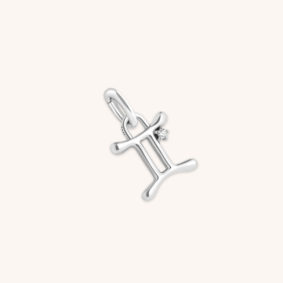 Gemini Jewellery - Gemini Zodiac Talisman Charm in Silver - Talisman Charm - Astrid & Miyu