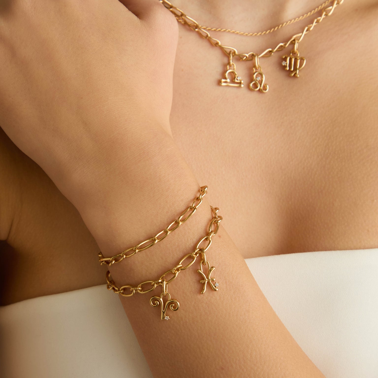 Pisces Zodiac Clip Charm in Gold