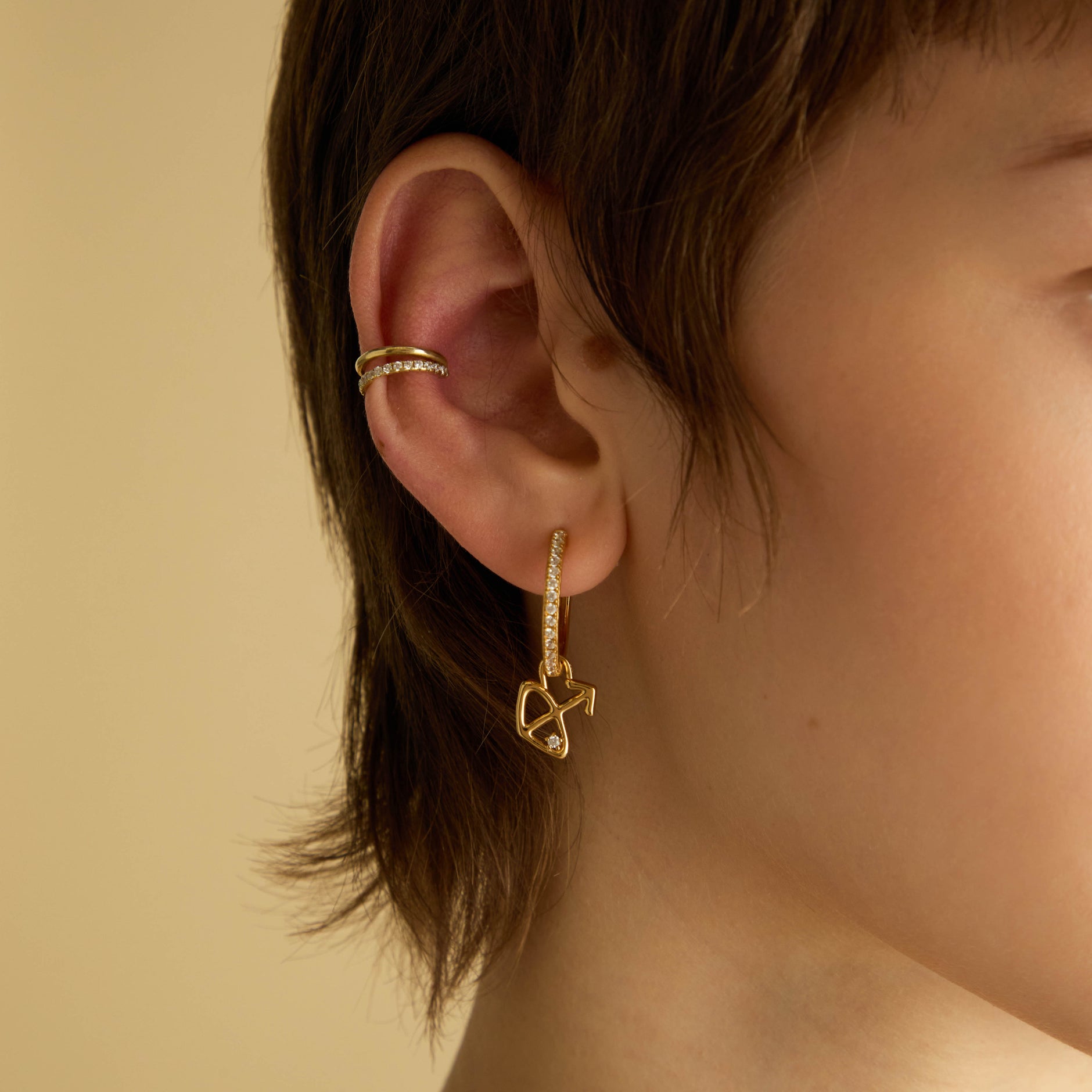 Sagittarius Zodiac Clip Charm in Gold