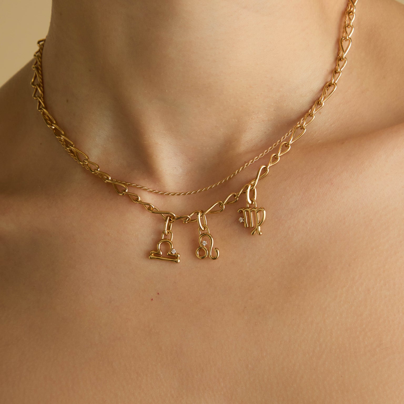Virgo Zodiac Clip Charm in Gold