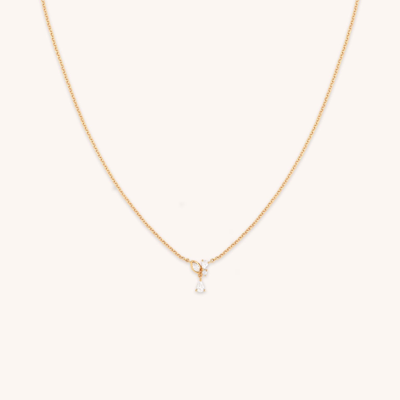 Crystal Cluster Pendant Necklace in Gold
