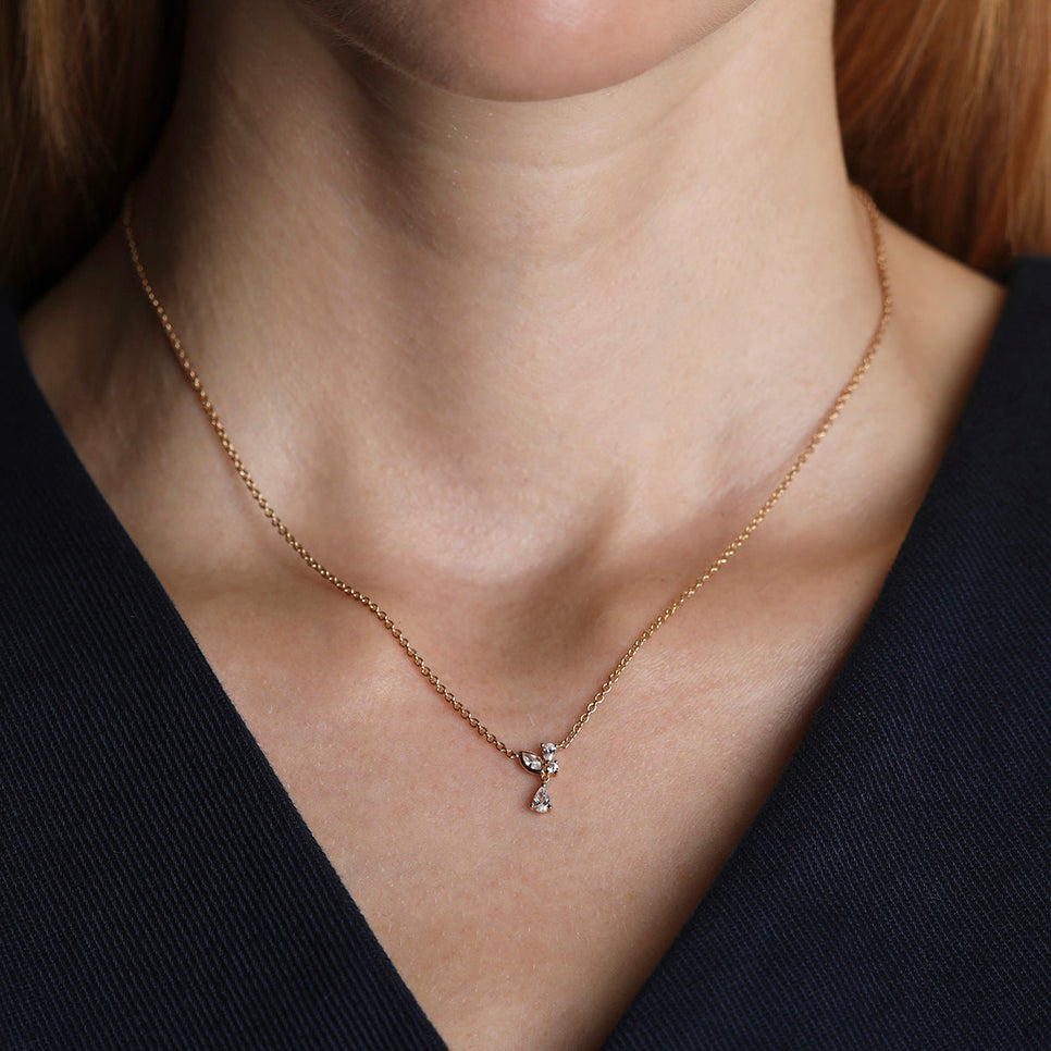 Crystal Cluster Pendant Necklace in Gold