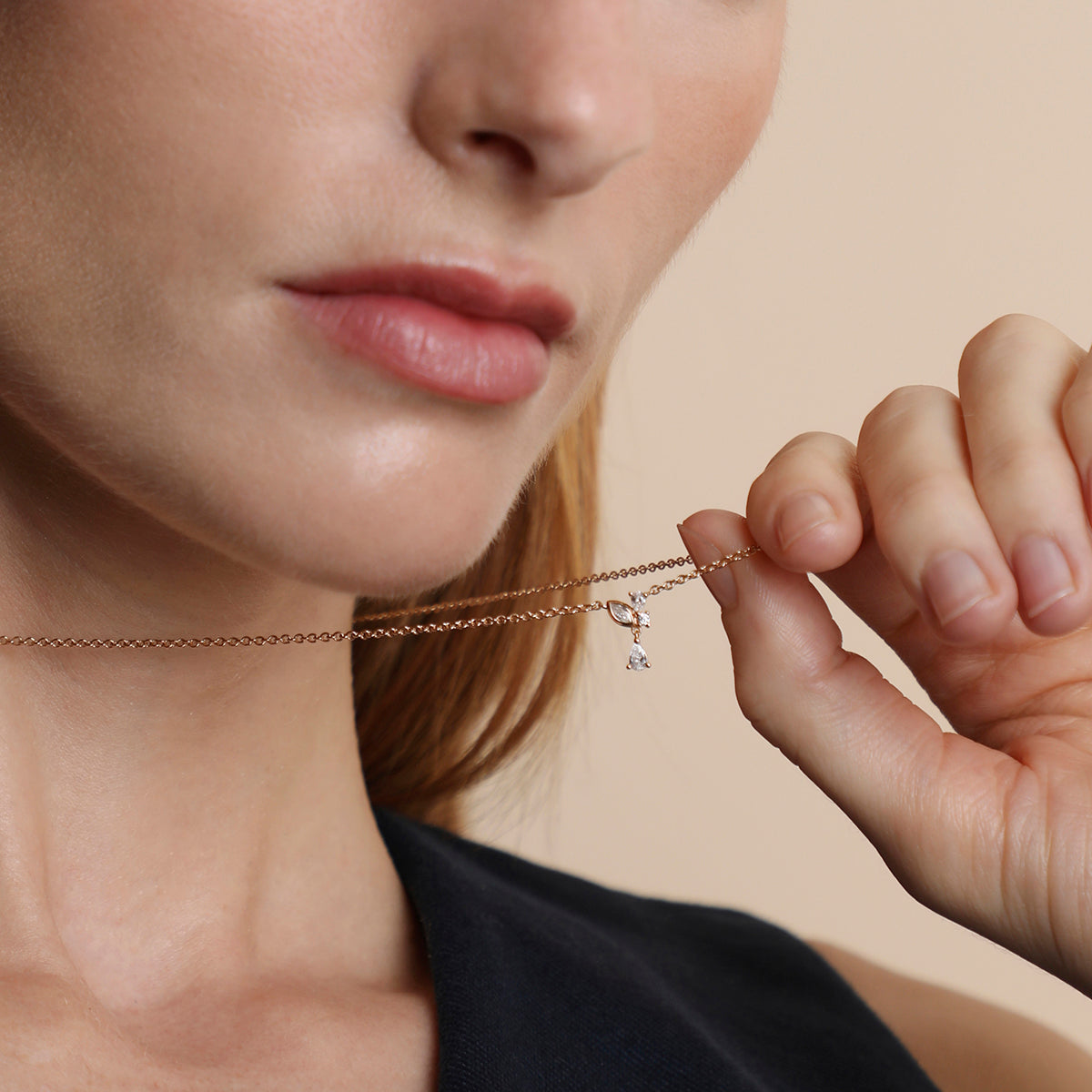 Crystal Cluster Pendant Necklace in Gold