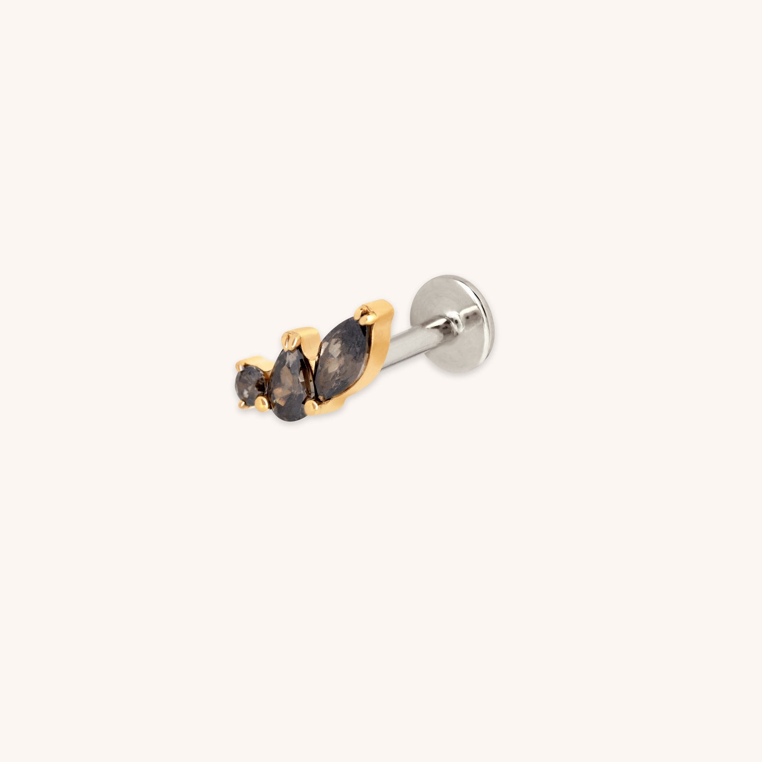 Black Cluster Titanium Piercing Stud in Gold