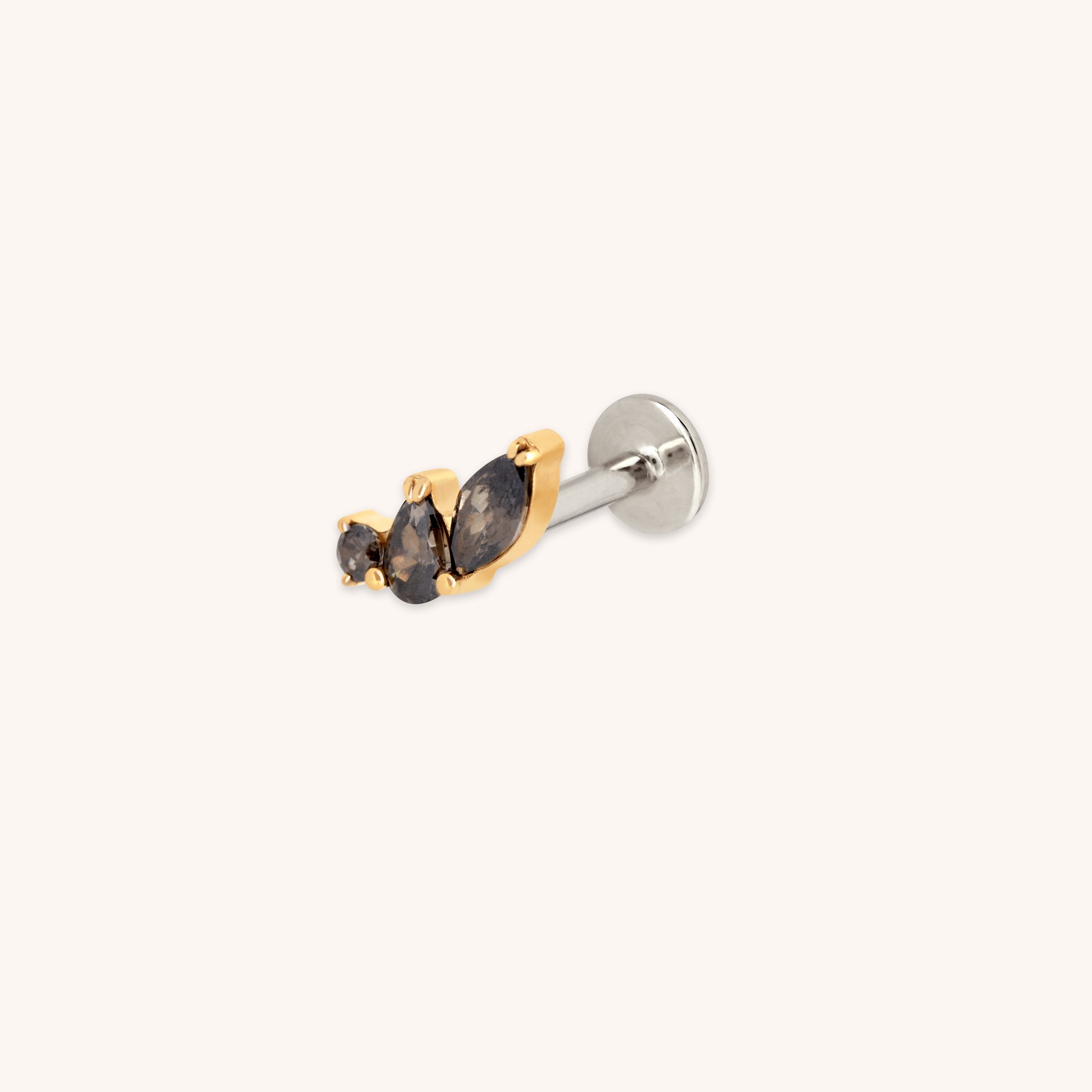 Black Cluster Titanium Piercing Stud in Gold