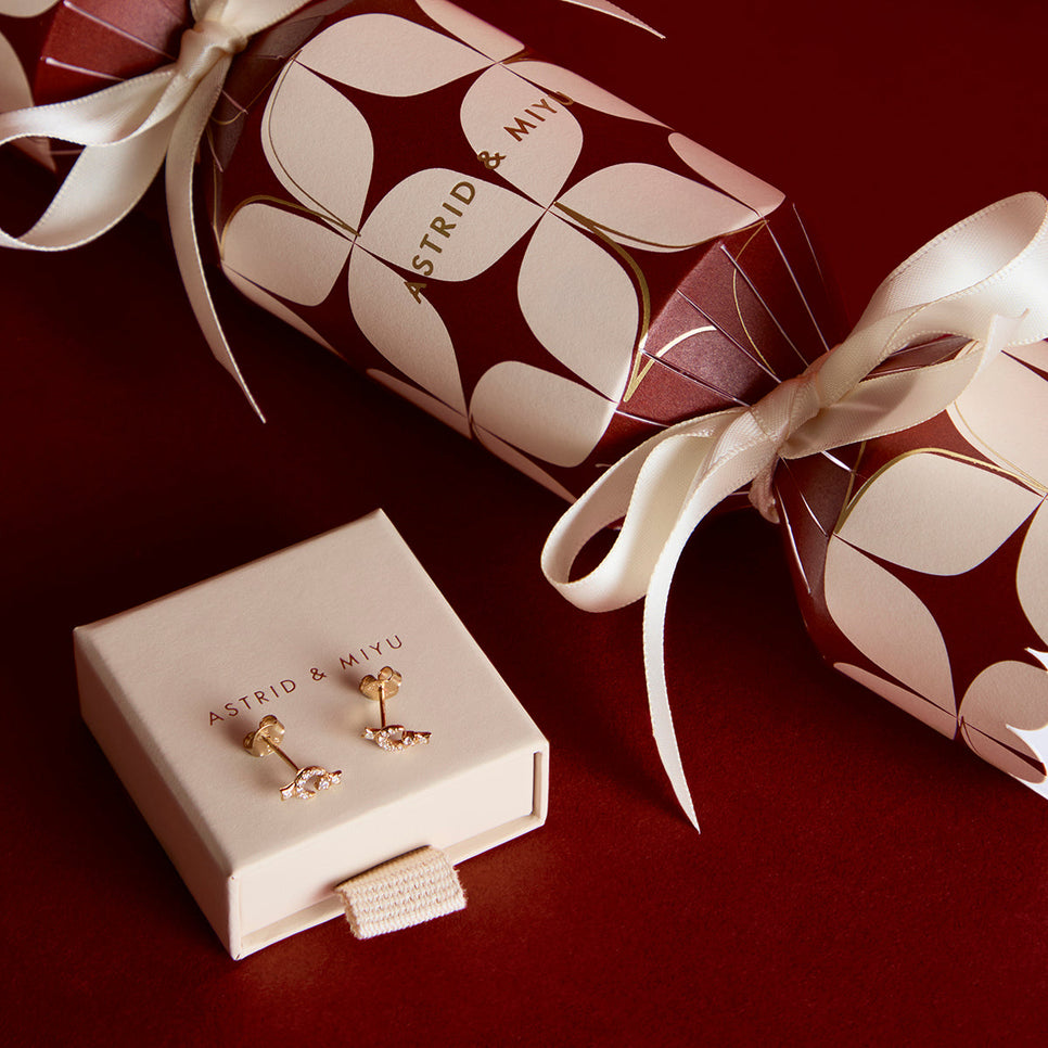 Crescent Moon Studs Cracker in Gold