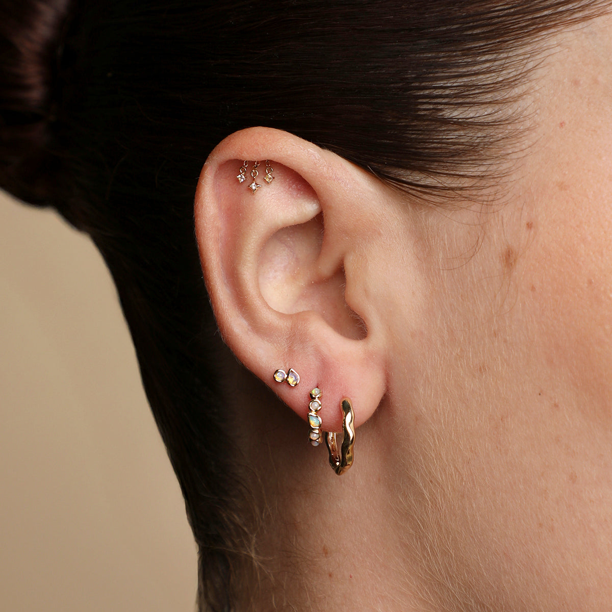 Cosmic Star Multi Charm Hidden Helix in Solid Gold