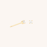Diamond Solitaire Stud Earrings in Solid Gold