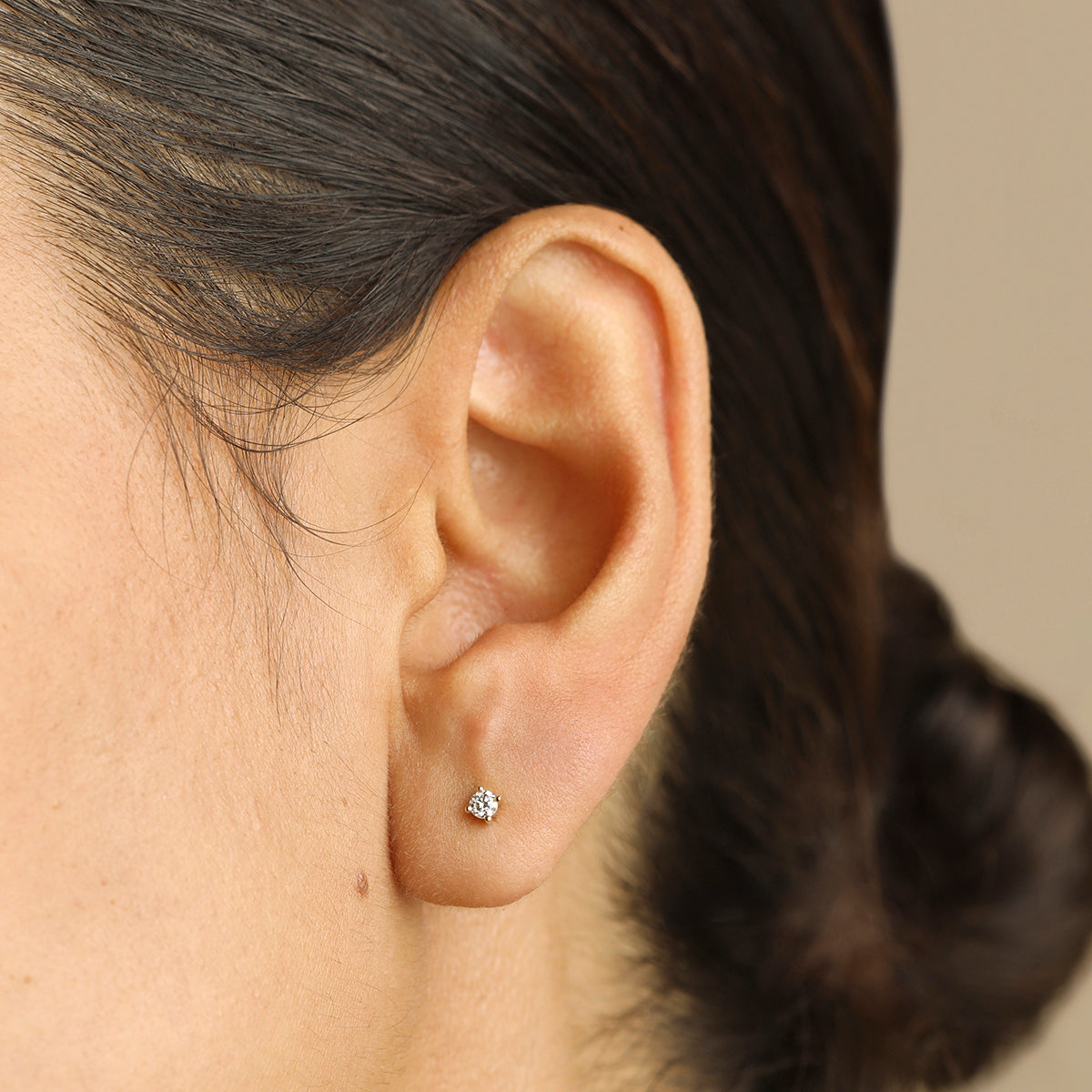 Diamond Solitaire Stud Earrings in Solid Gold