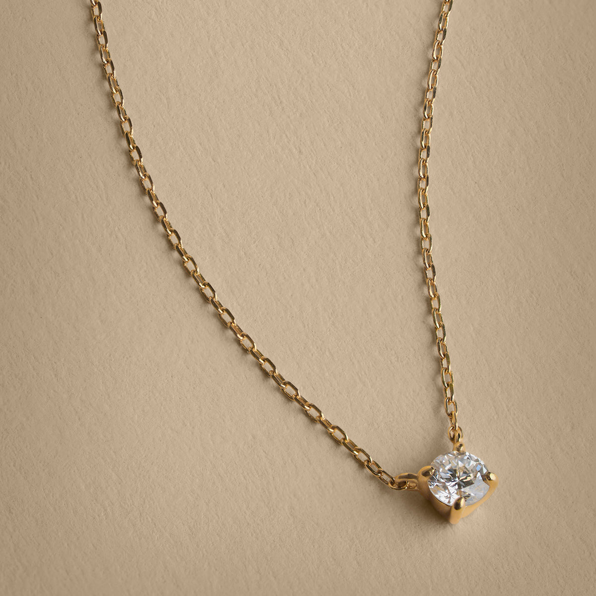 Diamond Solitaire Pendant Necklace in Solid Gold