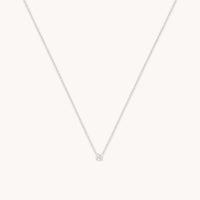 Diamond Solitaire Pendant Necklace in Solid White Gold