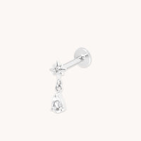 Diamond Cosmic Charm Piercing Stud in Solid White Gold-Astrid & Miyu