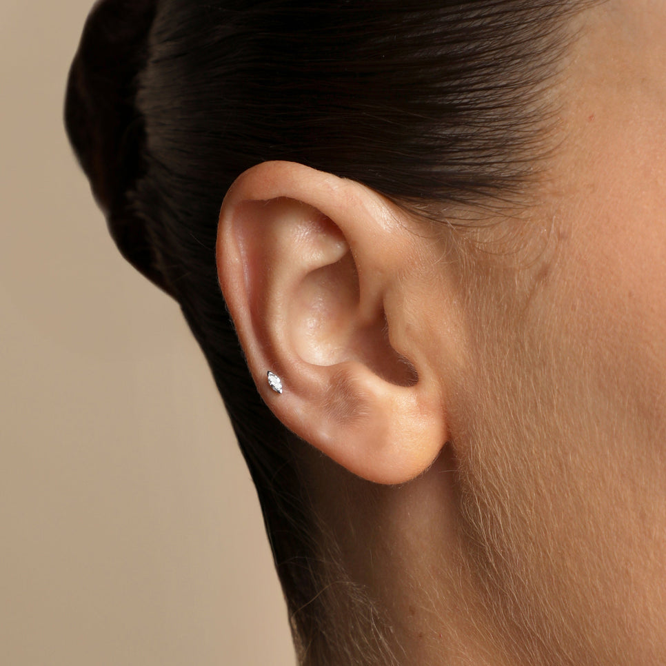 Diamond Marquise Piercing Stud in Solid White Gold-Astrid & Miyu