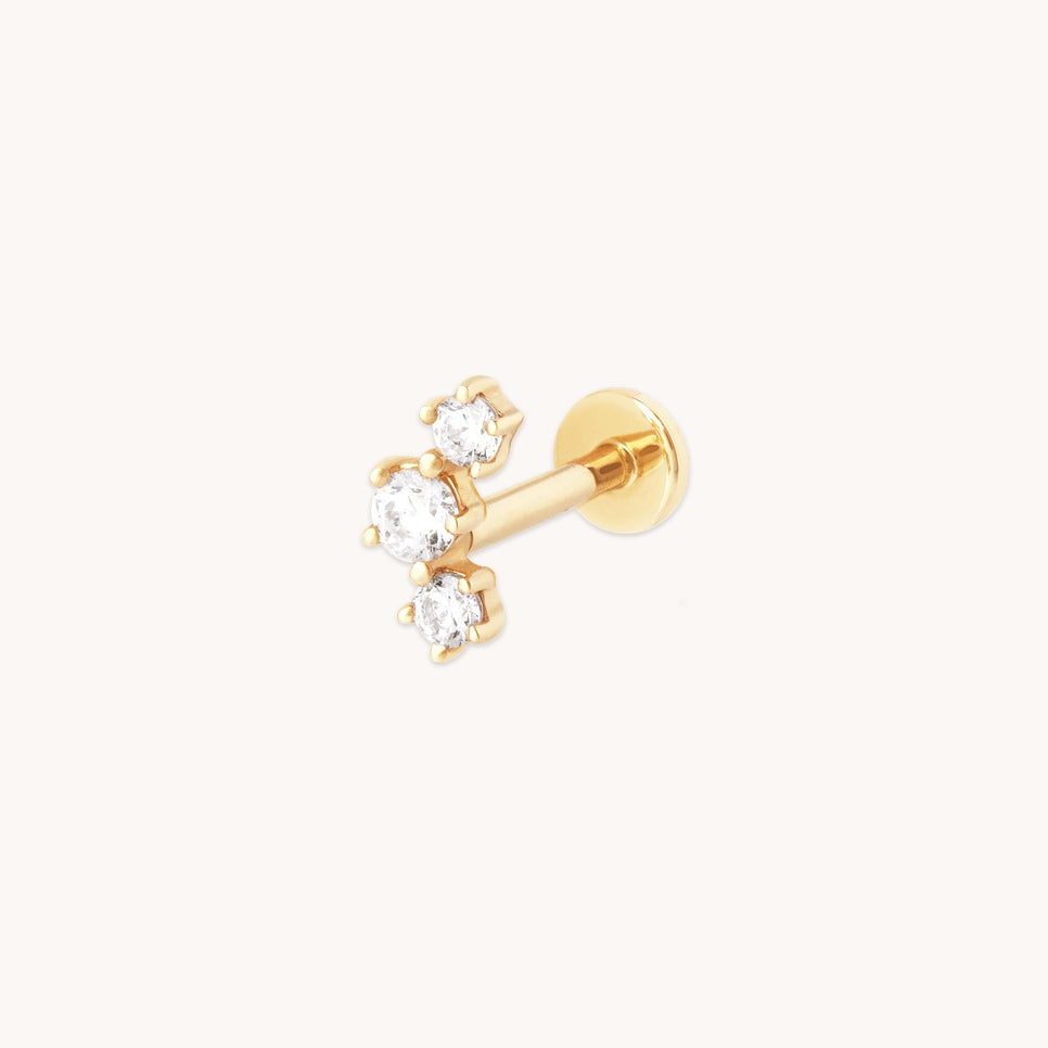 Diamond Curved Piercing Stud in Solid Gold-Astrid & Miyu