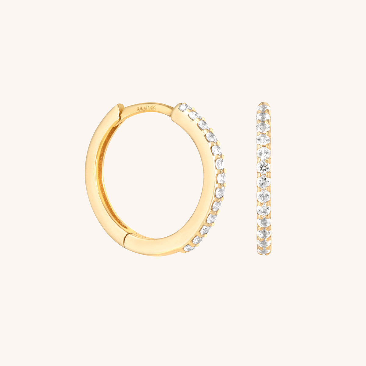 Diamond Pavé Hoops in Solid Gold
