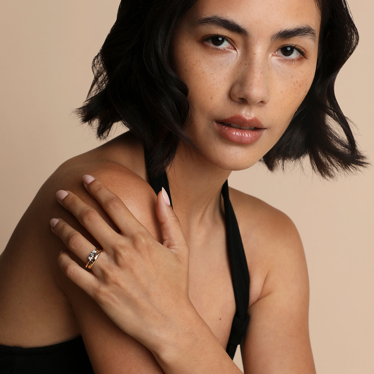 Alexandrite Cluster Milestone Ring in Solid Gold-Astrid & Miyu