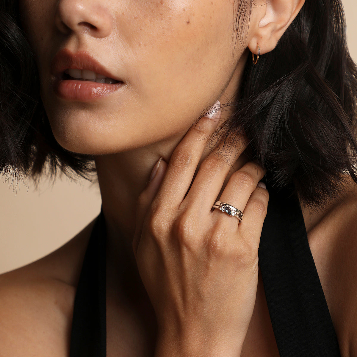 Cosmic Band Milestone Ring in Solid White Gold-Astrid & Miyu