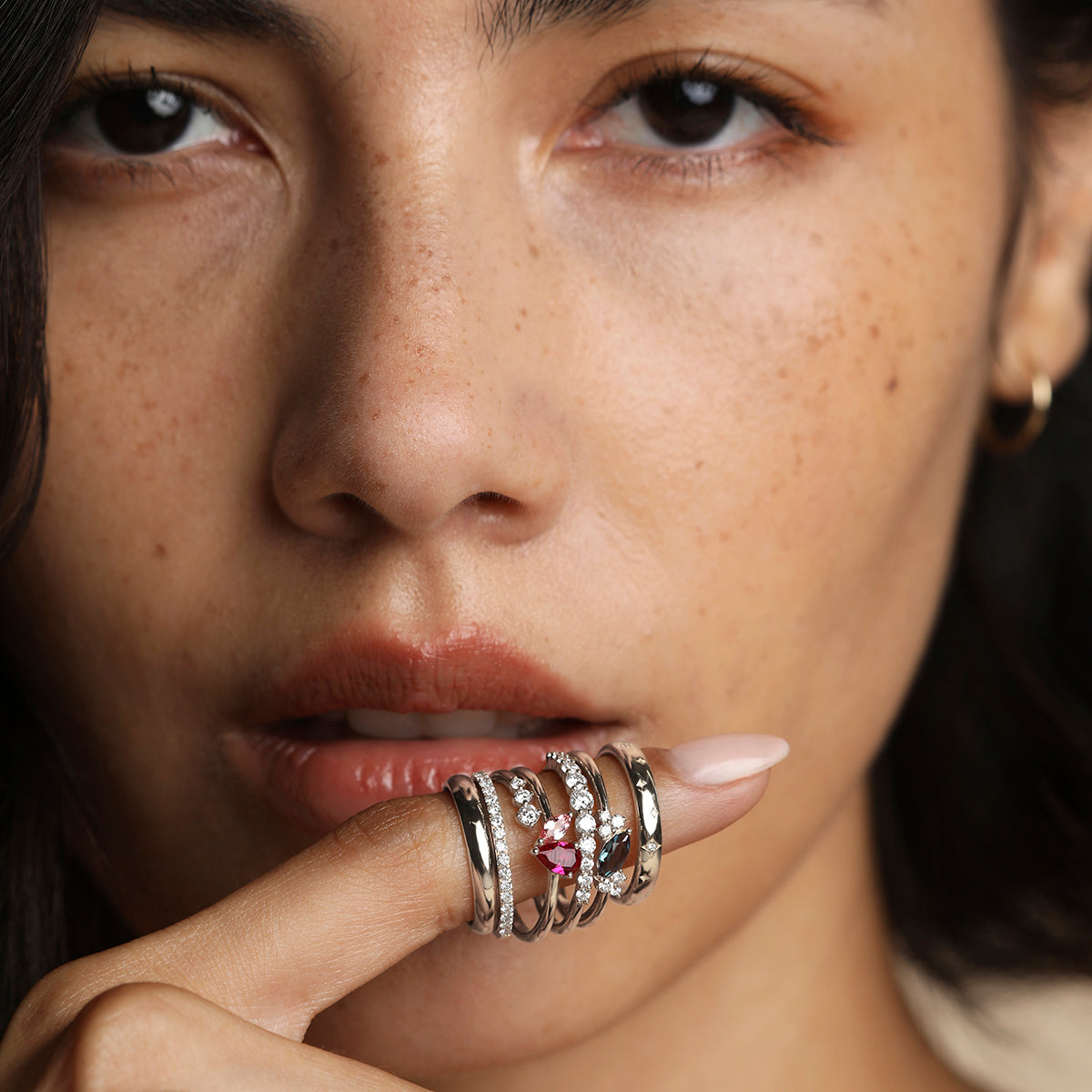 Diamond Eternity Milestone Ring in Solid White Gold-Astrid & Miyu