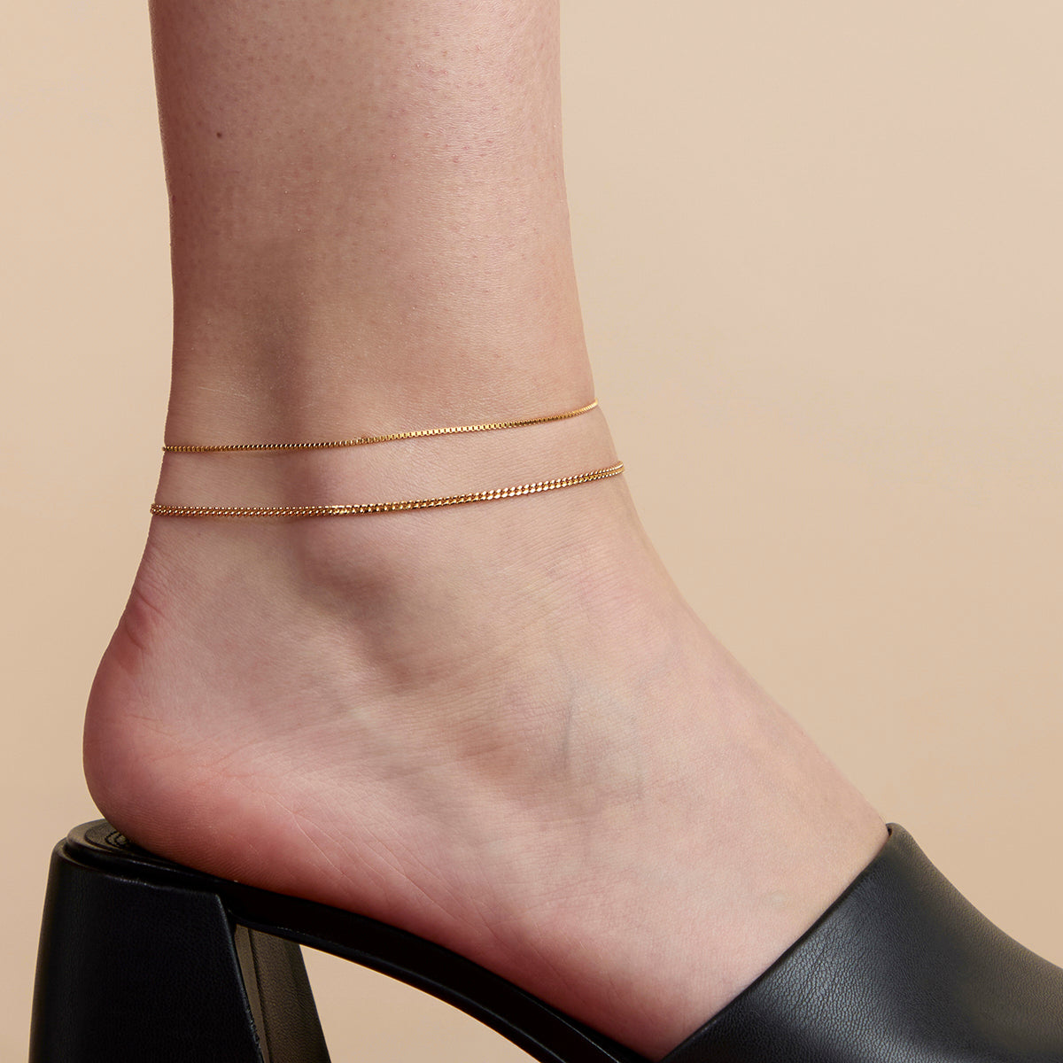 Essential Box Chain Anklet in Gold