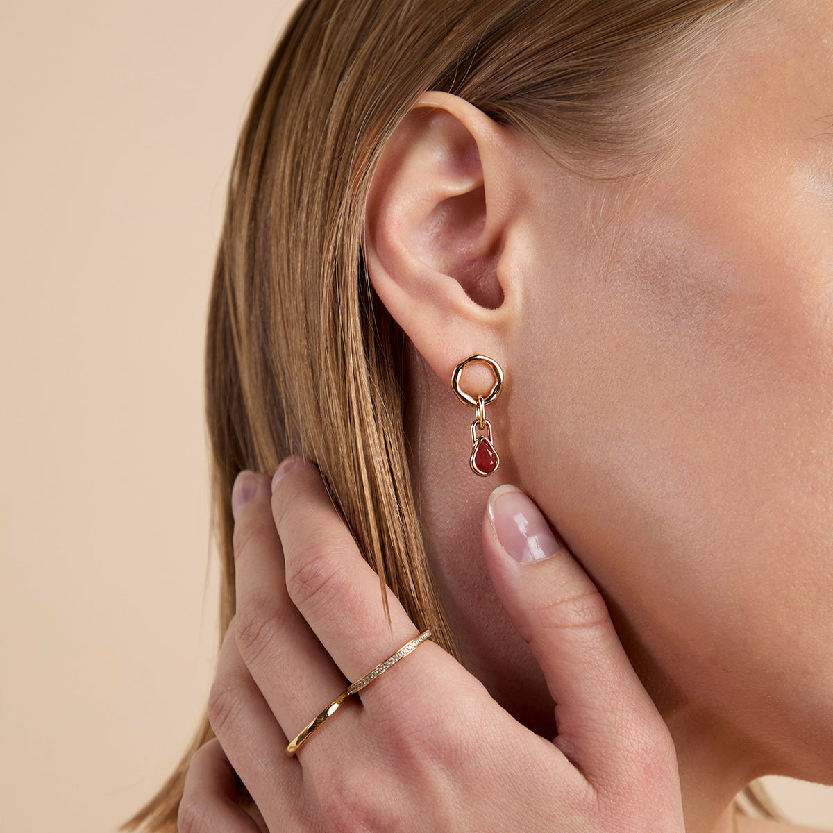 Crystal Stacking Ring in Gold