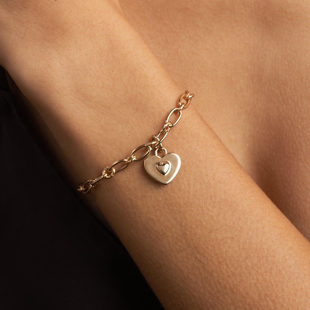 Duo Heart Clip Charm in Gold