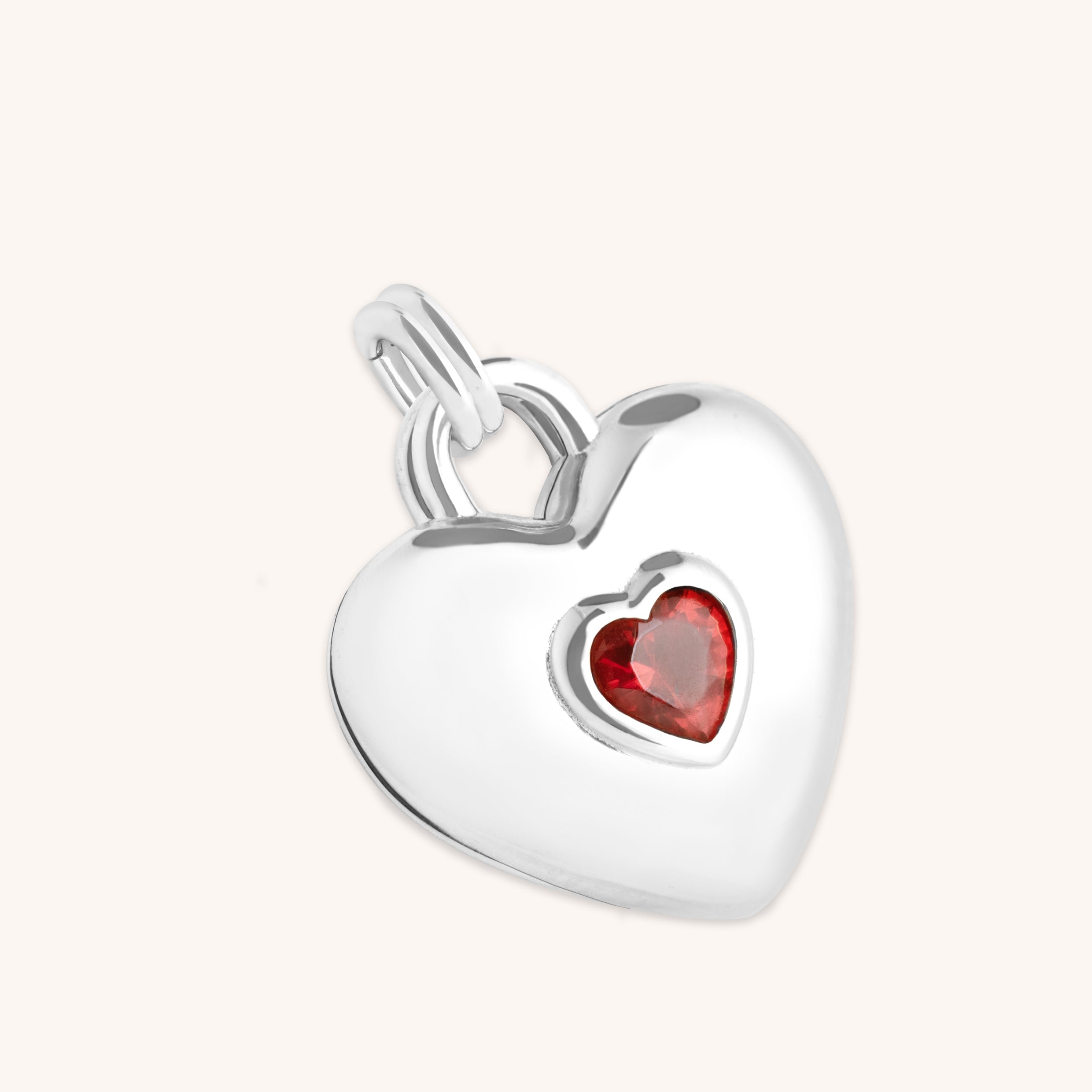 Duo Heart Clip Charm in Silver