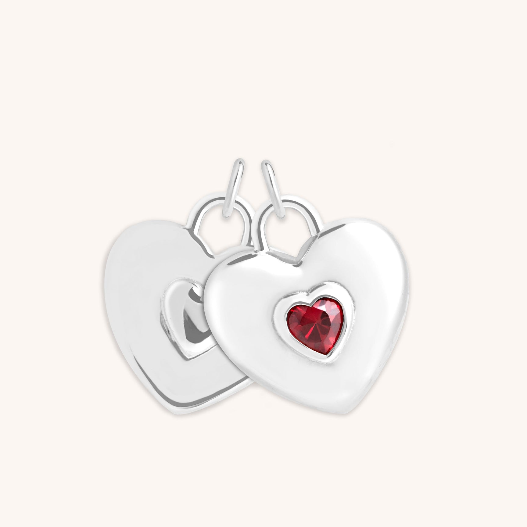 Duo Heart Clip Charm in Silver