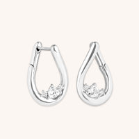 Hidden Heart Molten Hoops in Silver