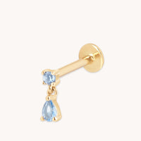 Lab Blue Spinel Charm Piercing Stud-Astrid & Miyu